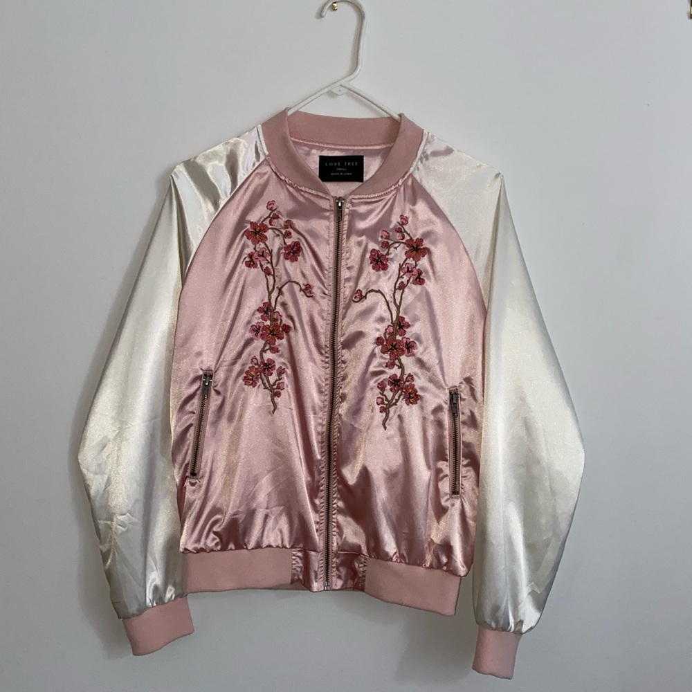 Love Tree Pink Bomber Jacket